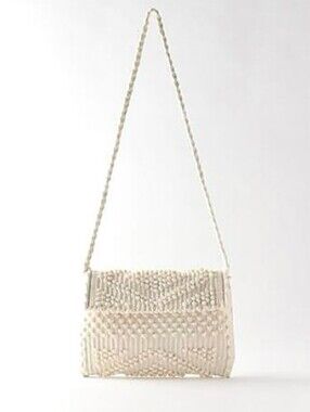 New Antonello Tedde SUNI Rombi Knotted Crossbody Clutch Bag Cream & Gold